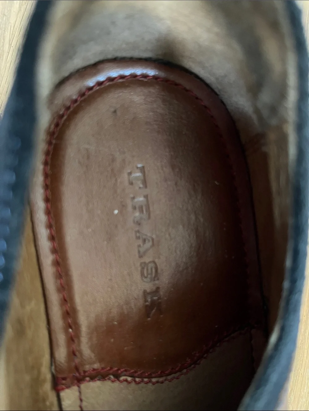 Trask Black Suede and Brown Leather Derby Shoes with Light Blue Laces